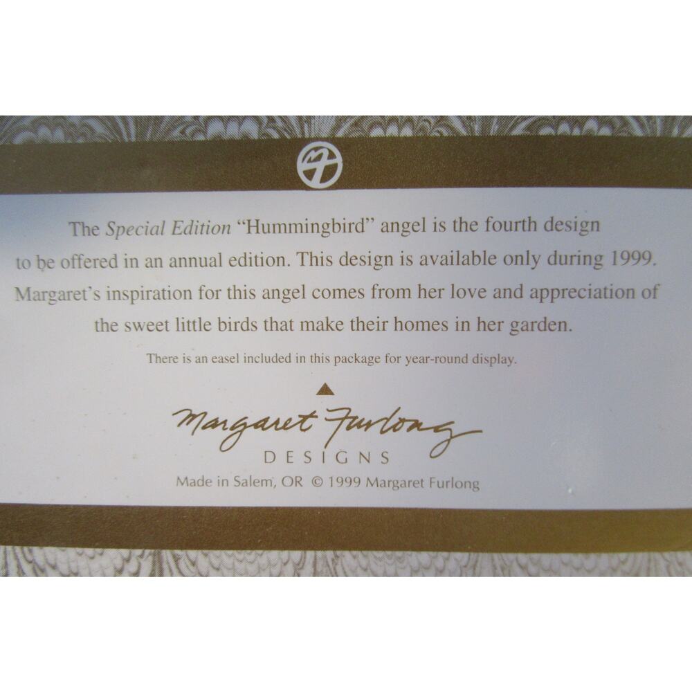 Margaret Furlong Special Edition 4" Hummingbird Angel 1999 - Picture 2 of 9